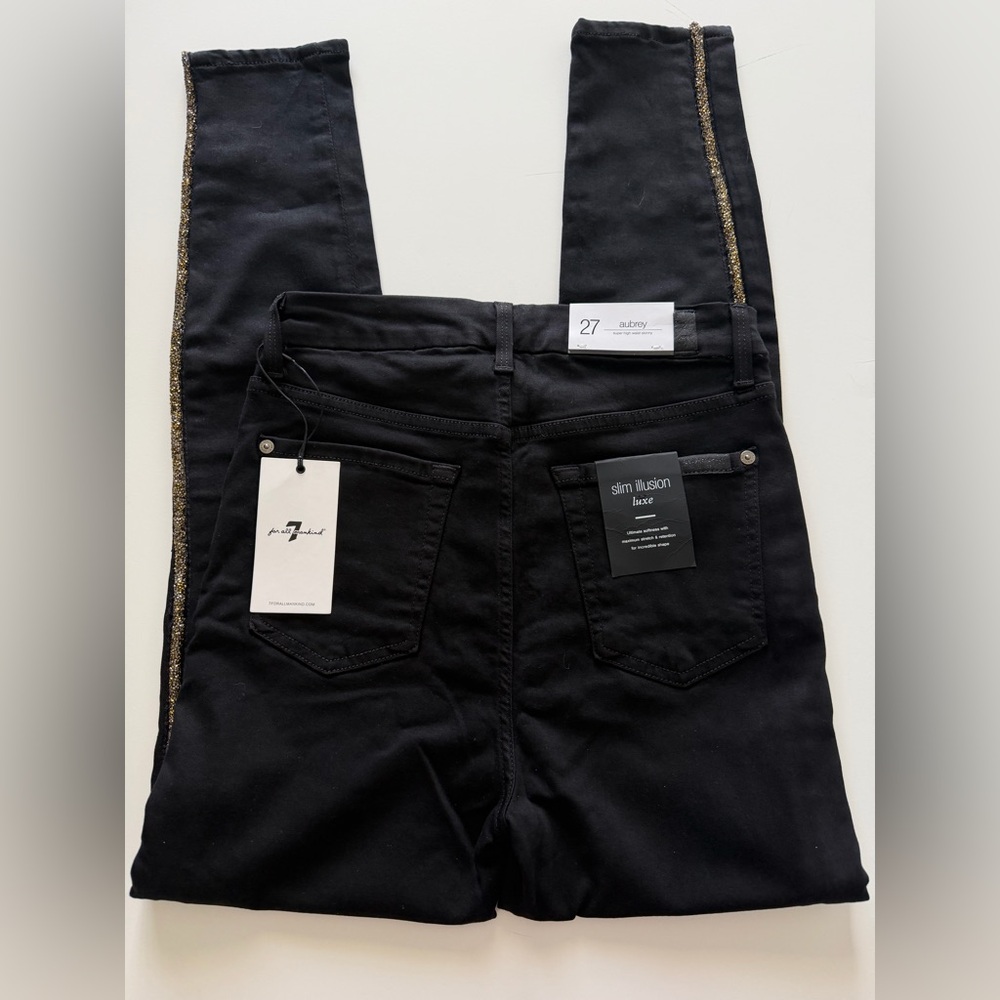NWT 7 for All Makind Aubrey Caviar Side Stripe Slim Illusion Jeans in Luxe  27
* - Picture 8 of 11